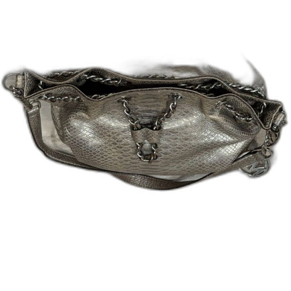 Michael Kors Metallic Python Embossed Chain Tote Bag - Picture 8 of 8
